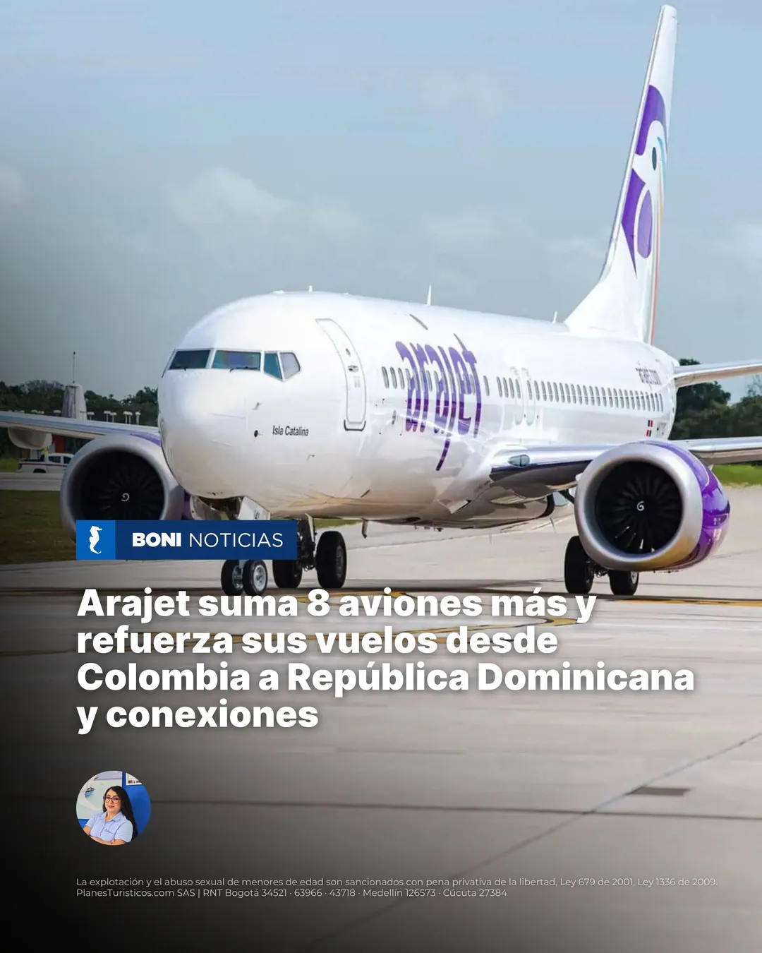 Avión de Arajet en la pista