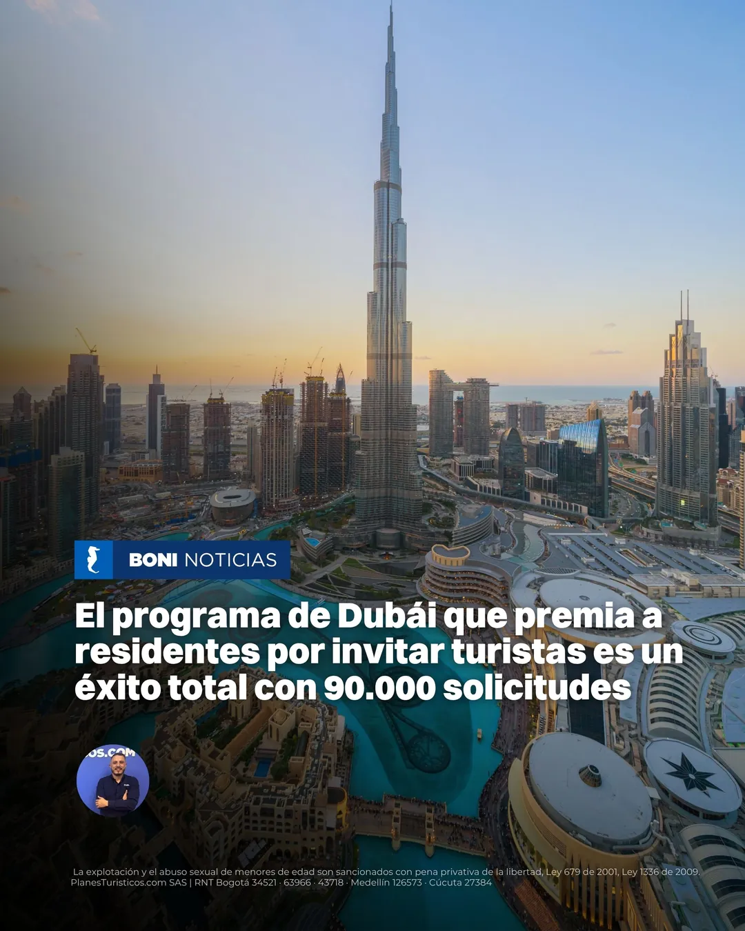 Burj Khalifa y horizonte de Dubái al atardecer
