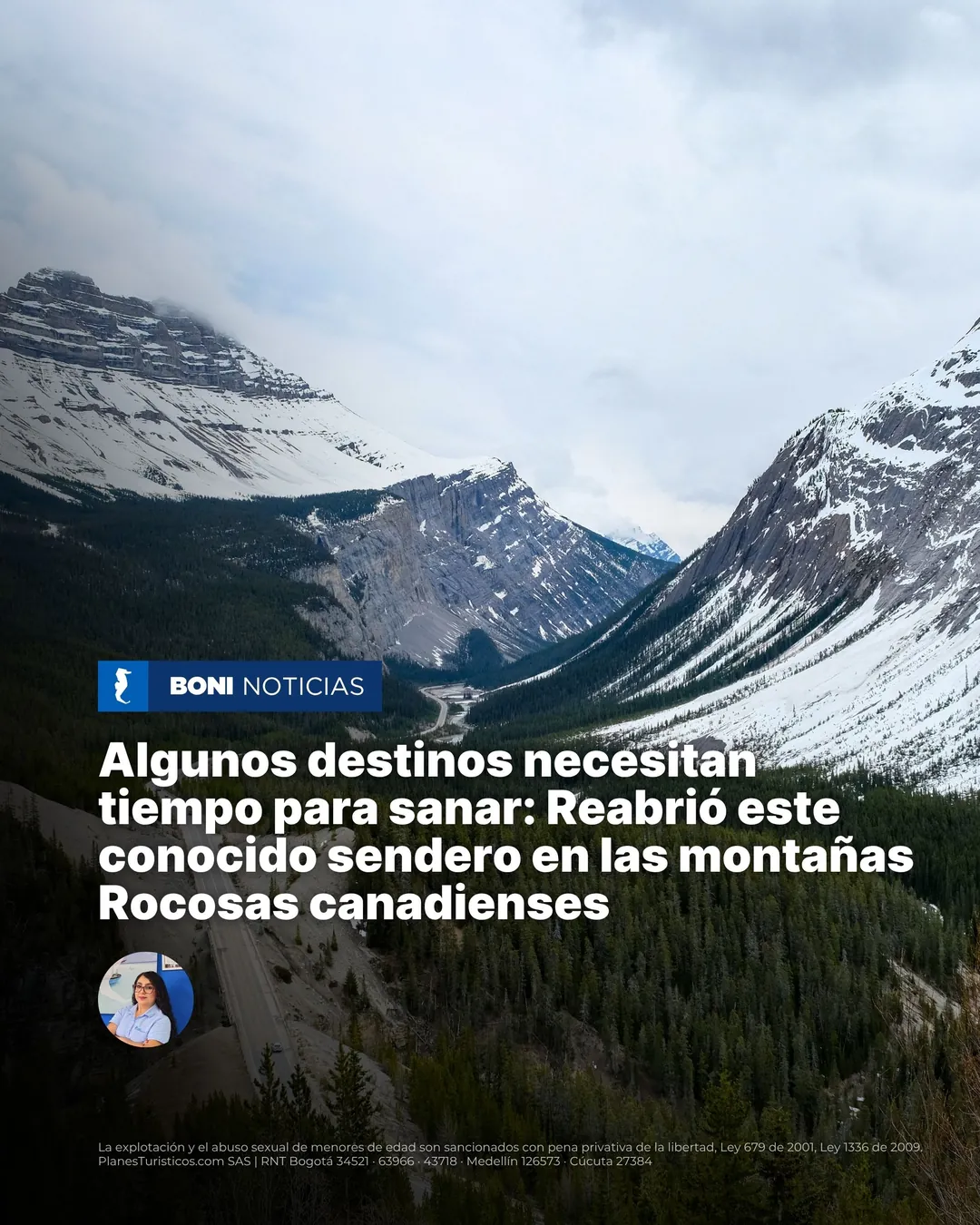Valle de montañas nevadas en las Rocosas canadienses