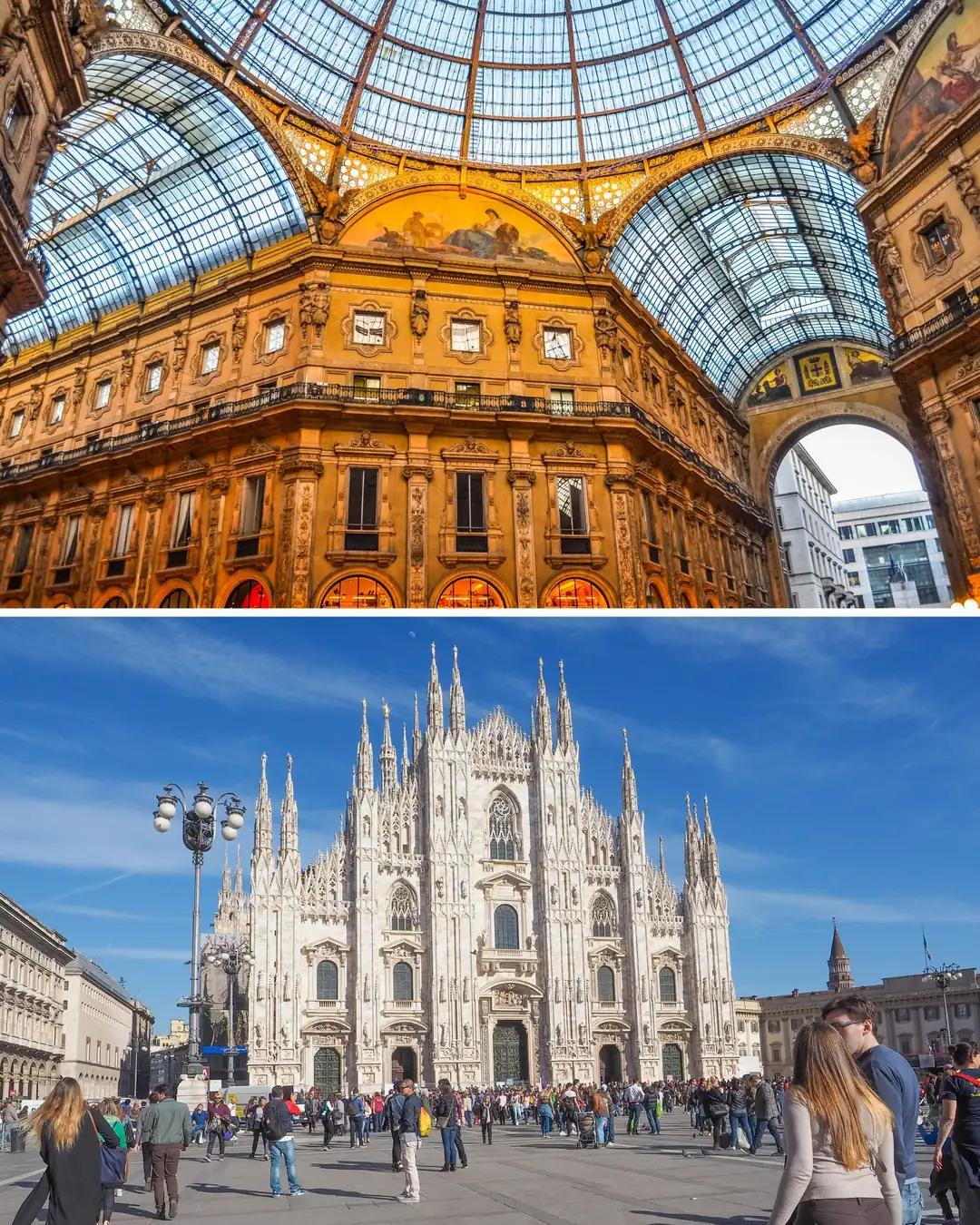 Cúpula de la Galería Vittorio Emanuele y catedral de Milán